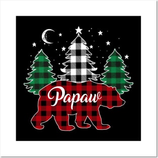 Papaw Bear Buffalo Red Plaid Matching Family Christmas Posters and Art